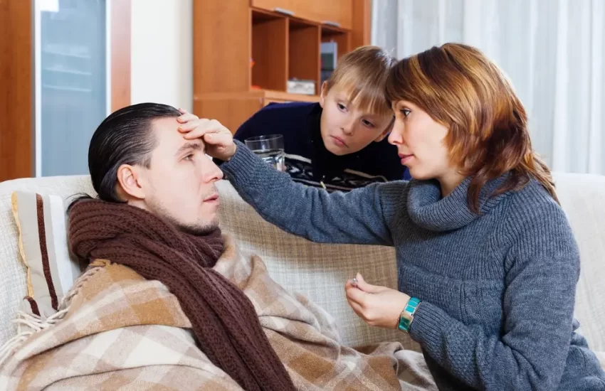 woman-son-caring-unwell-man